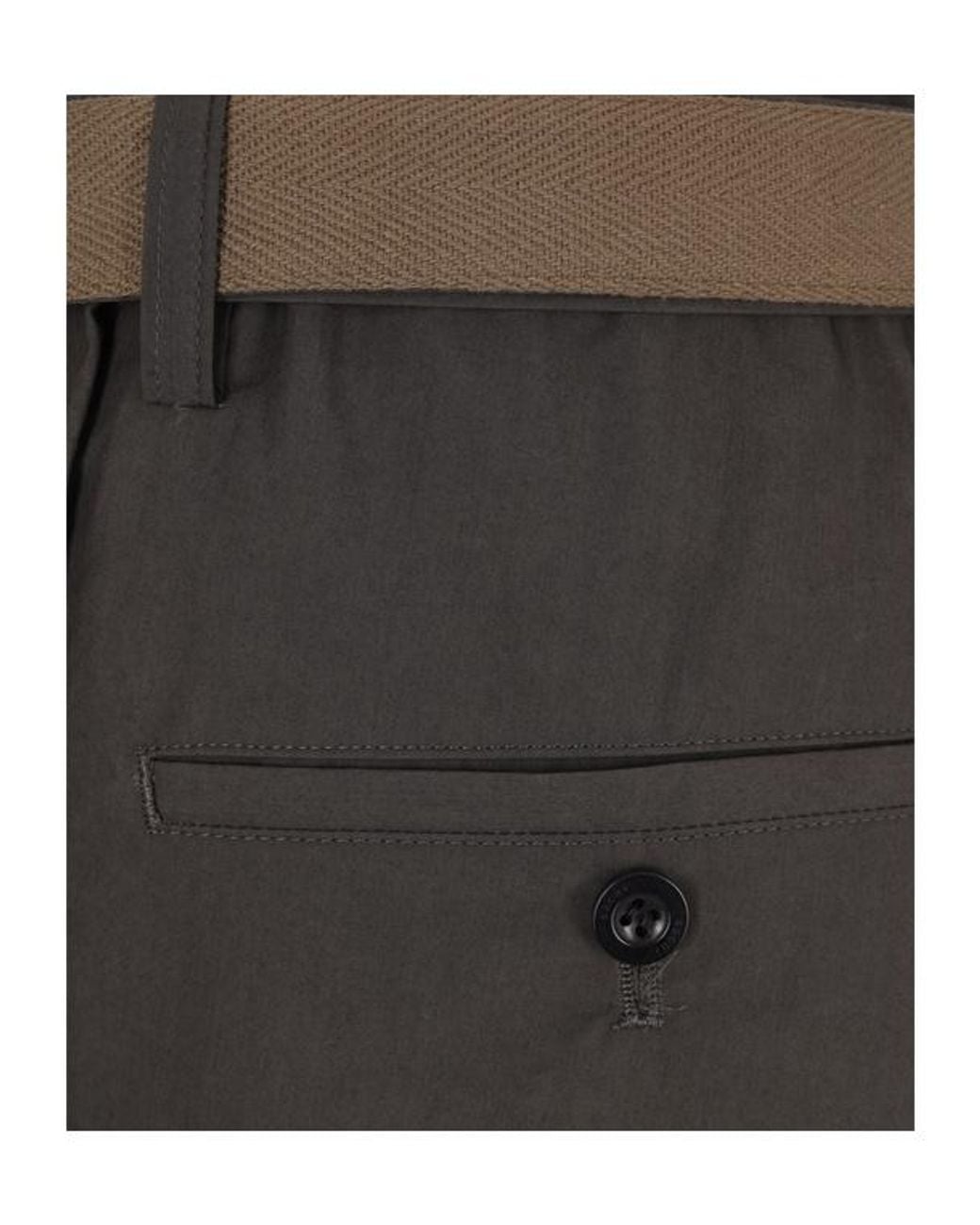 Sacai Gray Pleated Belted Trousers for men