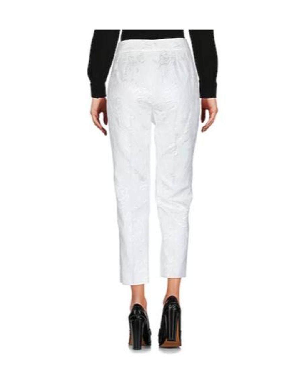 Dolce & Gabbana White Minimalist Floral Casual Pants