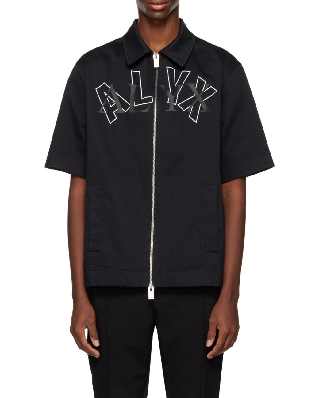 1017 ALYX 9SM Black Logo Short-Sleeve Zip Shirt for men