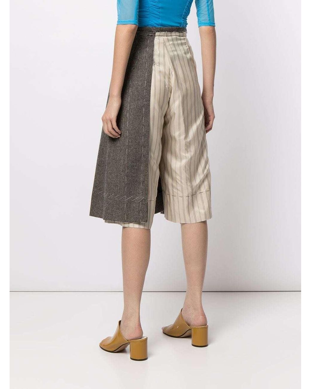 Maison Margiela Gray Deconstructed Striped Bermuda Shorts