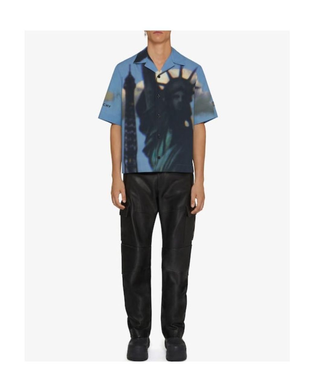 Givenchy Blue Hawaiian Collar Shirt for men