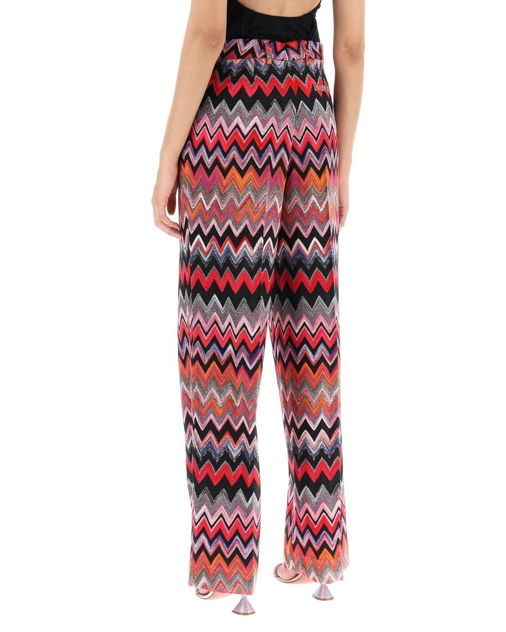 Missoni Red Zig Zag Pattern Wide-Leg Pants