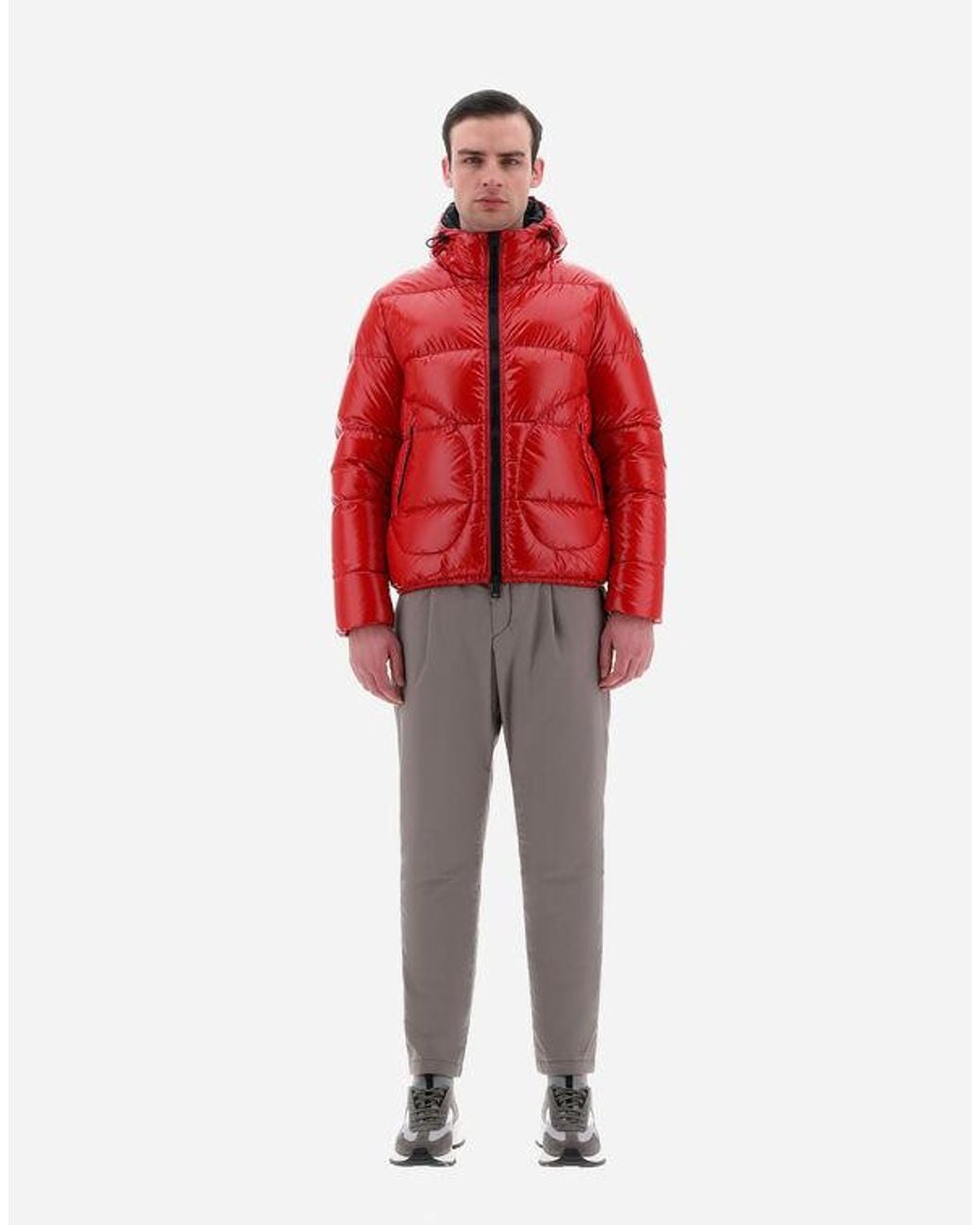 Herno Red Logo Patch Zip-Up Padded Jacket for men