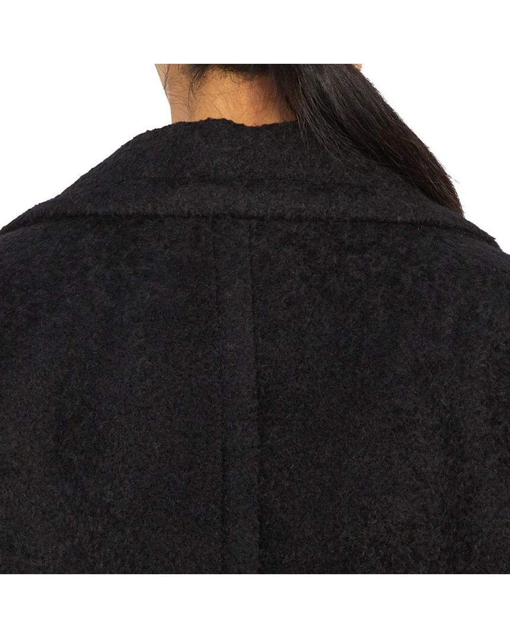 AMI Black Double-Breasted Virgin Wool Overcoat for men
