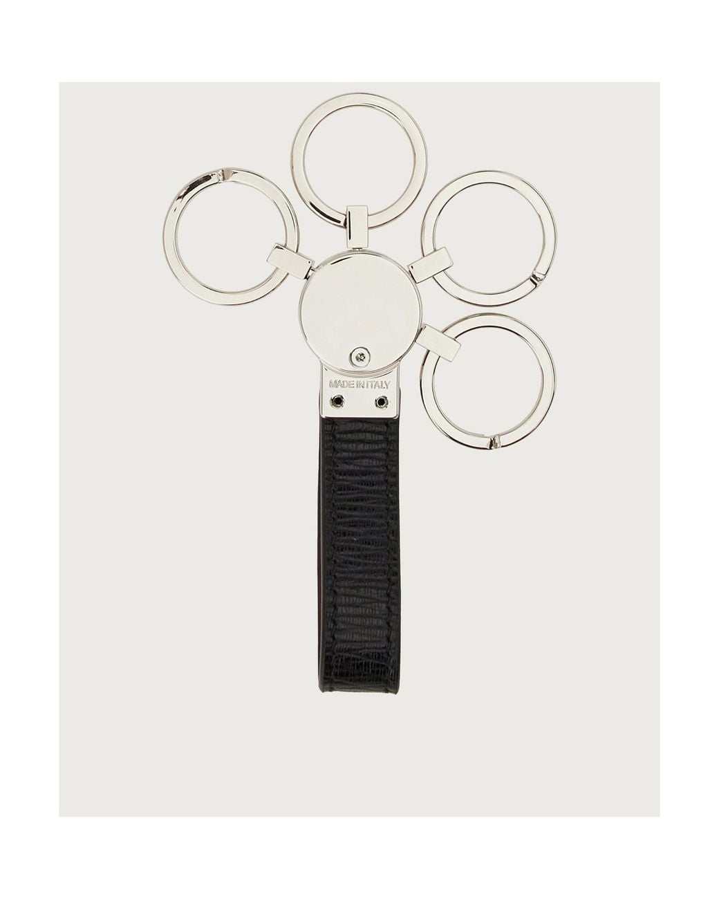 Ferragamo White Ferragamo Logo Engraved Keyring for men