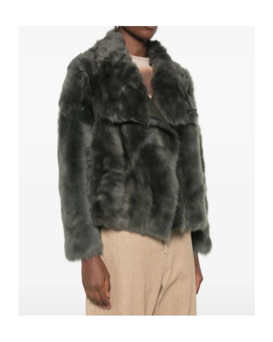 Yves Salomon Gray Long-Sleeve Reversible Jacket