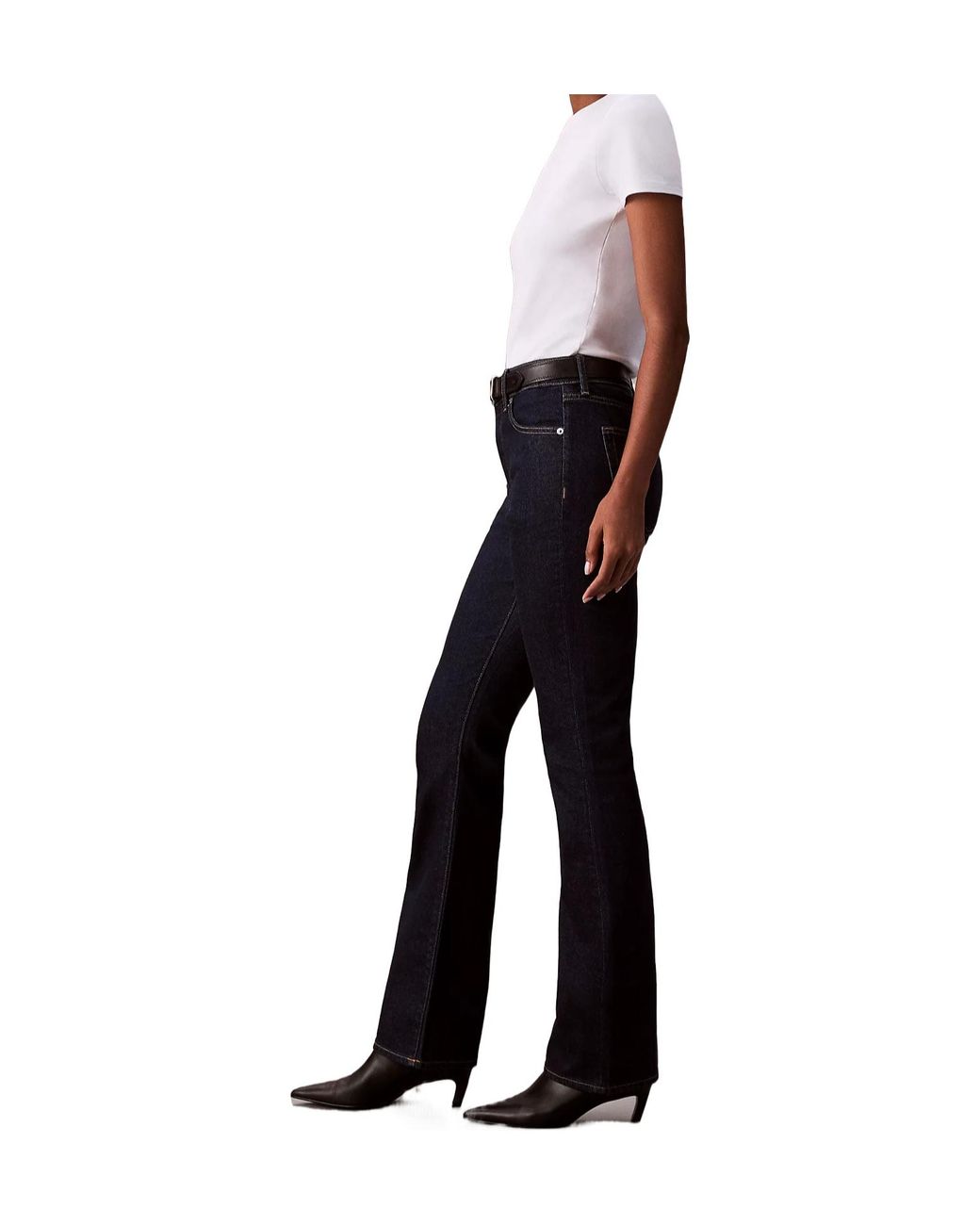 Calvin Klein Black Logo-Patch Flared Jeans