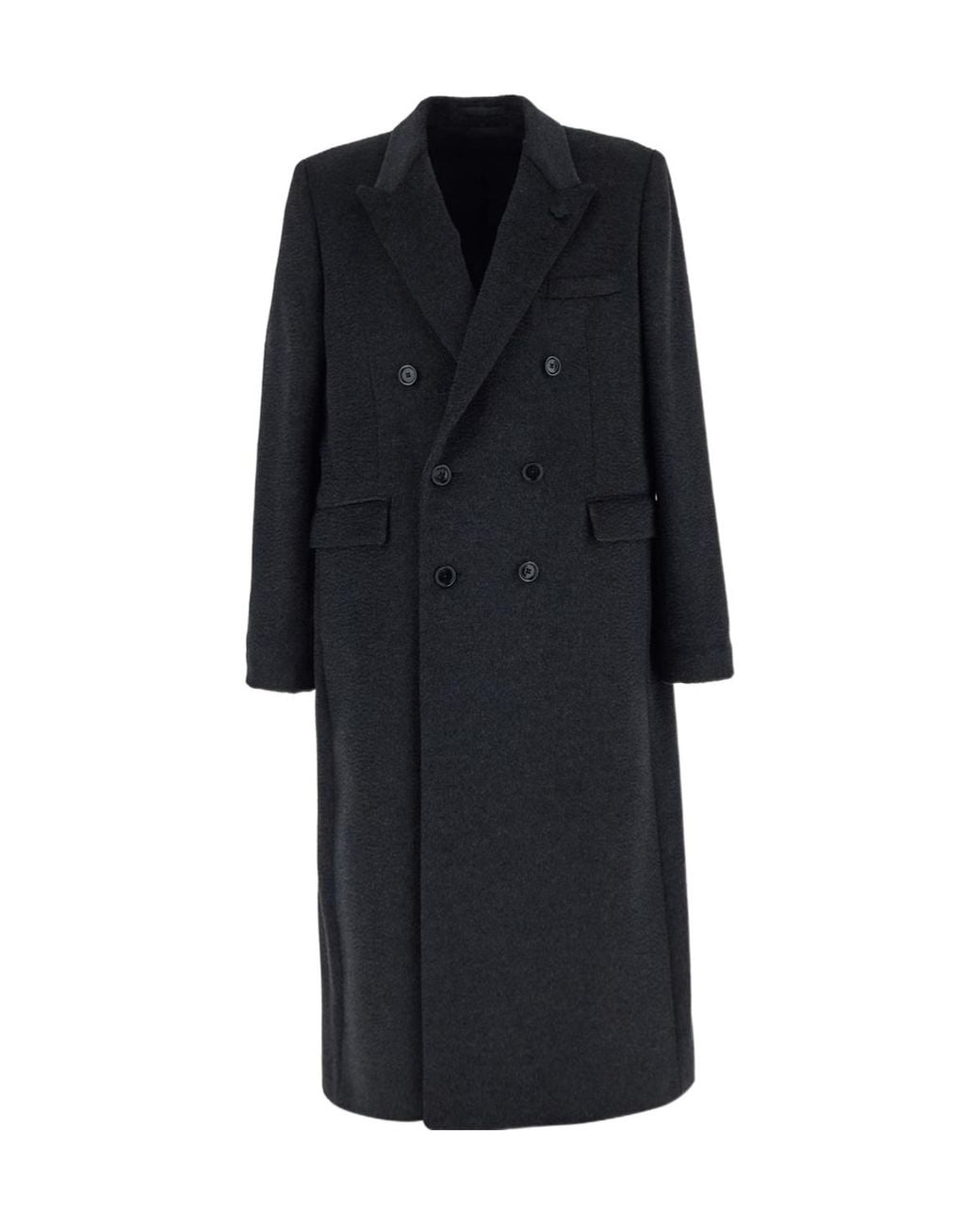 Lardini Black Double-Breasted Tailored Coat for men