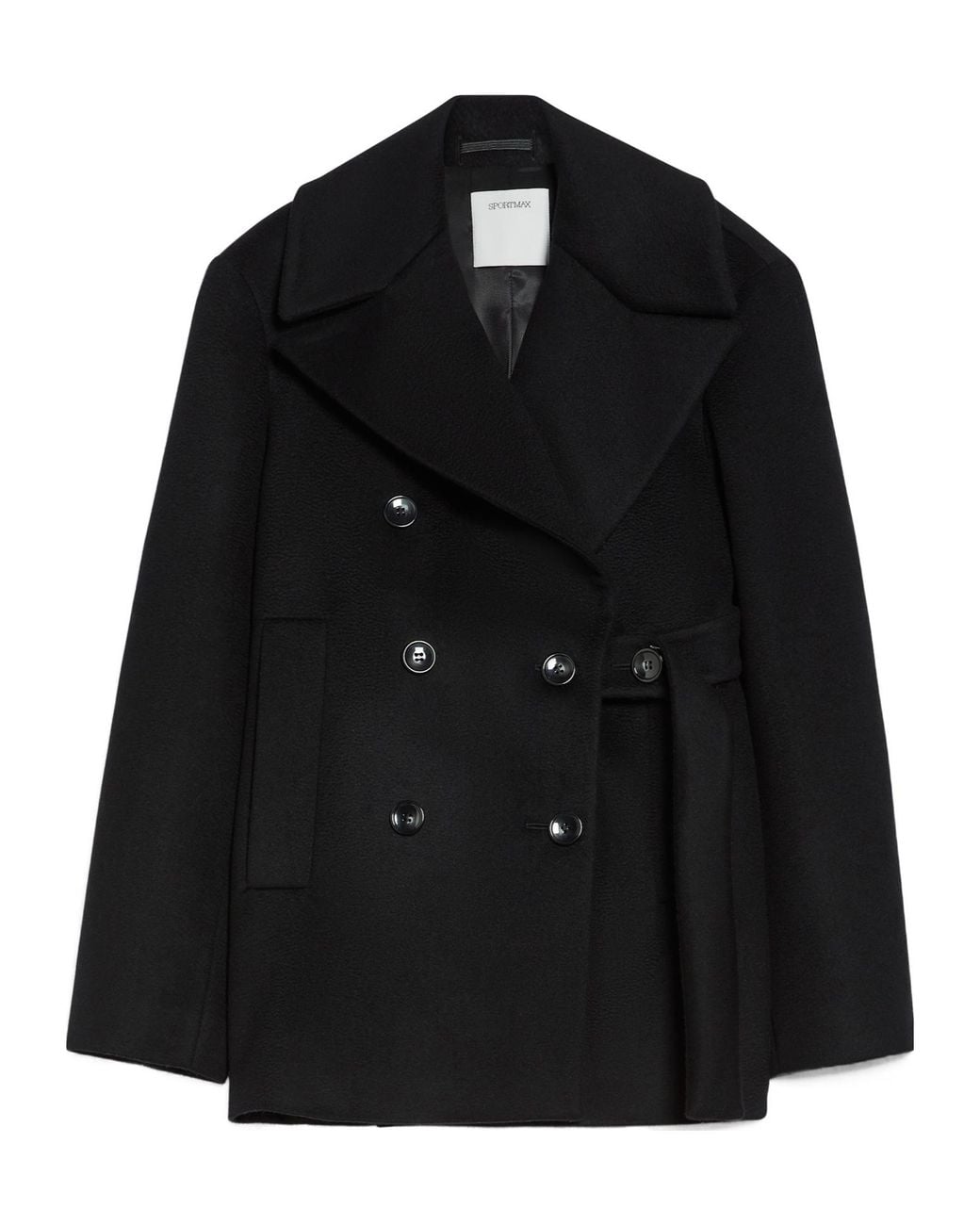 Sportmax Black Orchis Double-Breasted Belted Coat