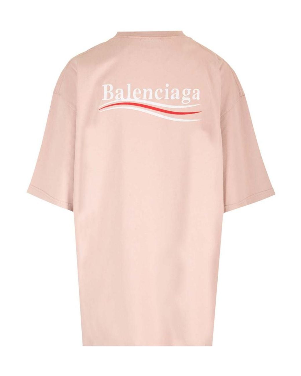 Balenciaga Pink Logo Embroidered Crewneck T-Shirt