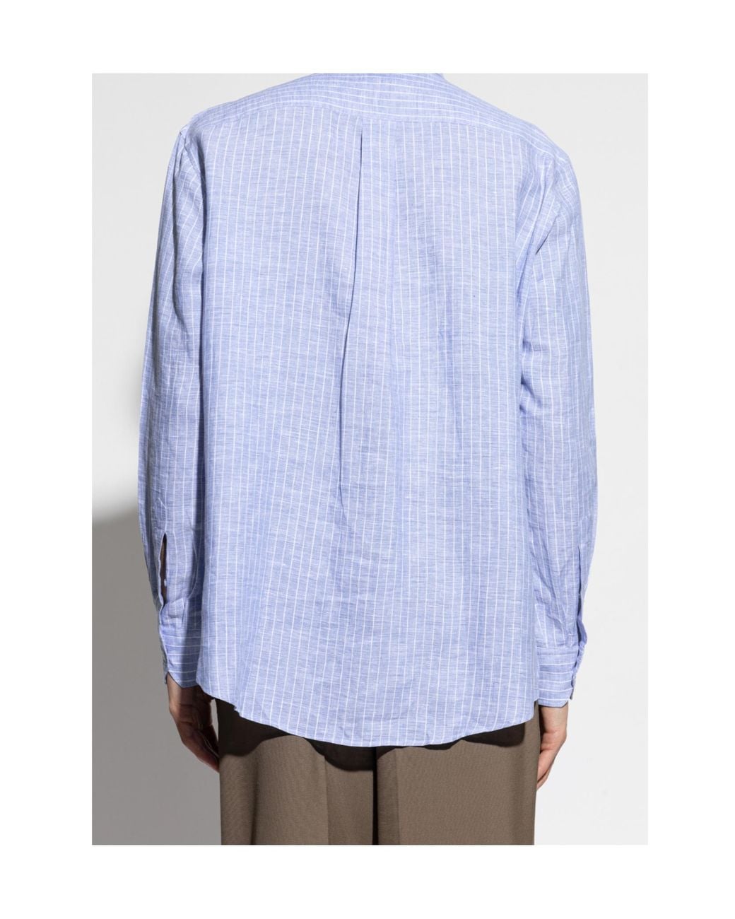 Etro Blue Button-Up Striped Shirt for men