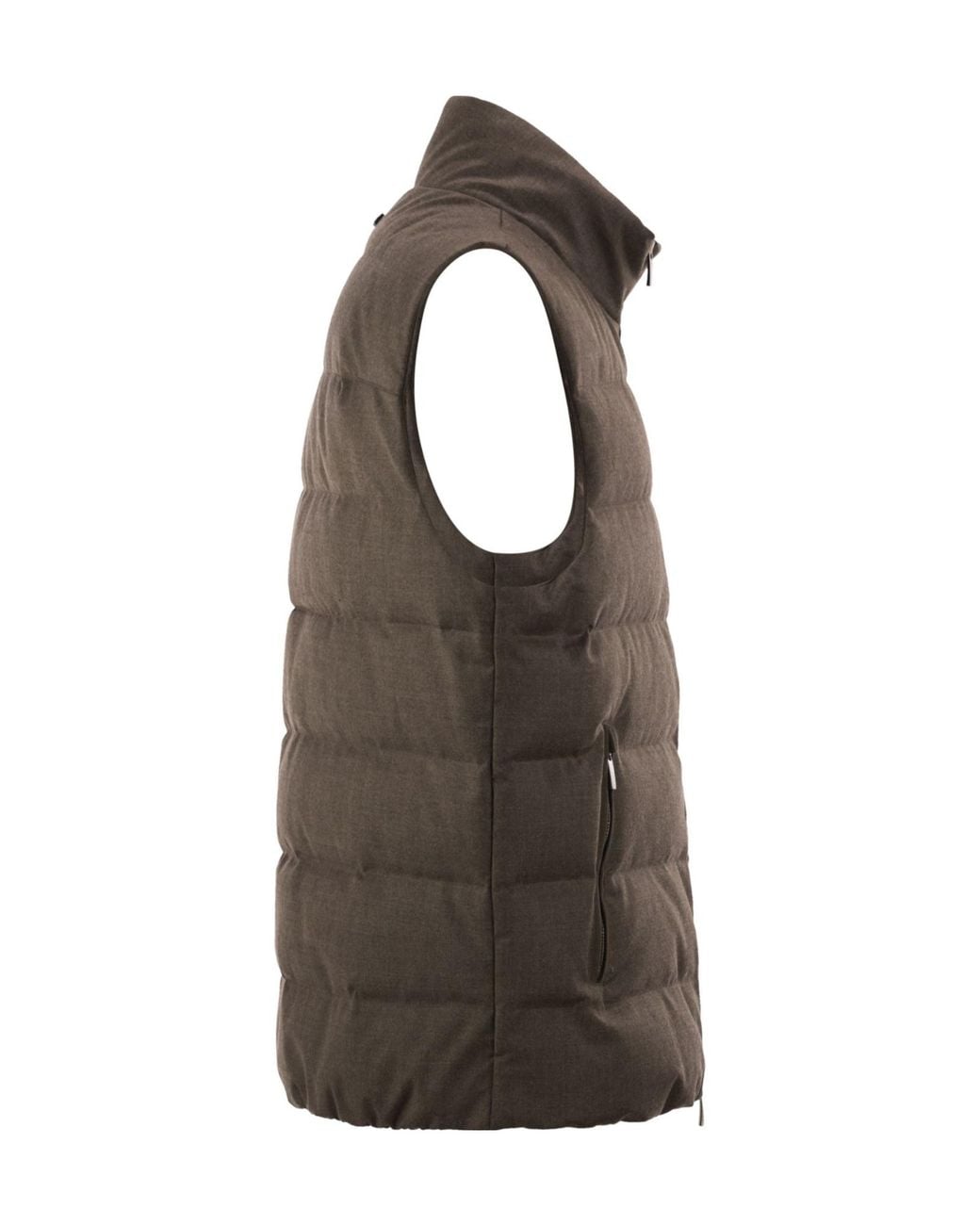 Peserico Brown Quilted High-Neck Gilet for men