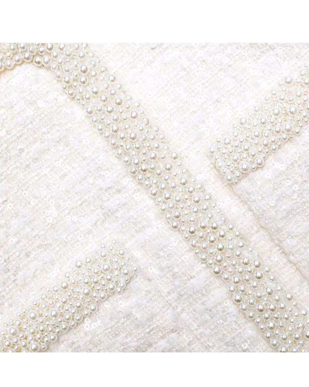 Self-Portrait White Boucle Embellished Trim Jacket
