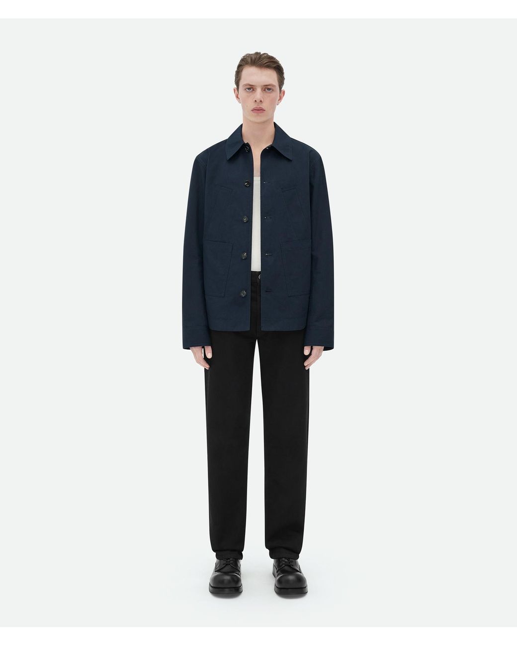 Bottega Veneta Blue Buttoned Overshirt Jacket for men