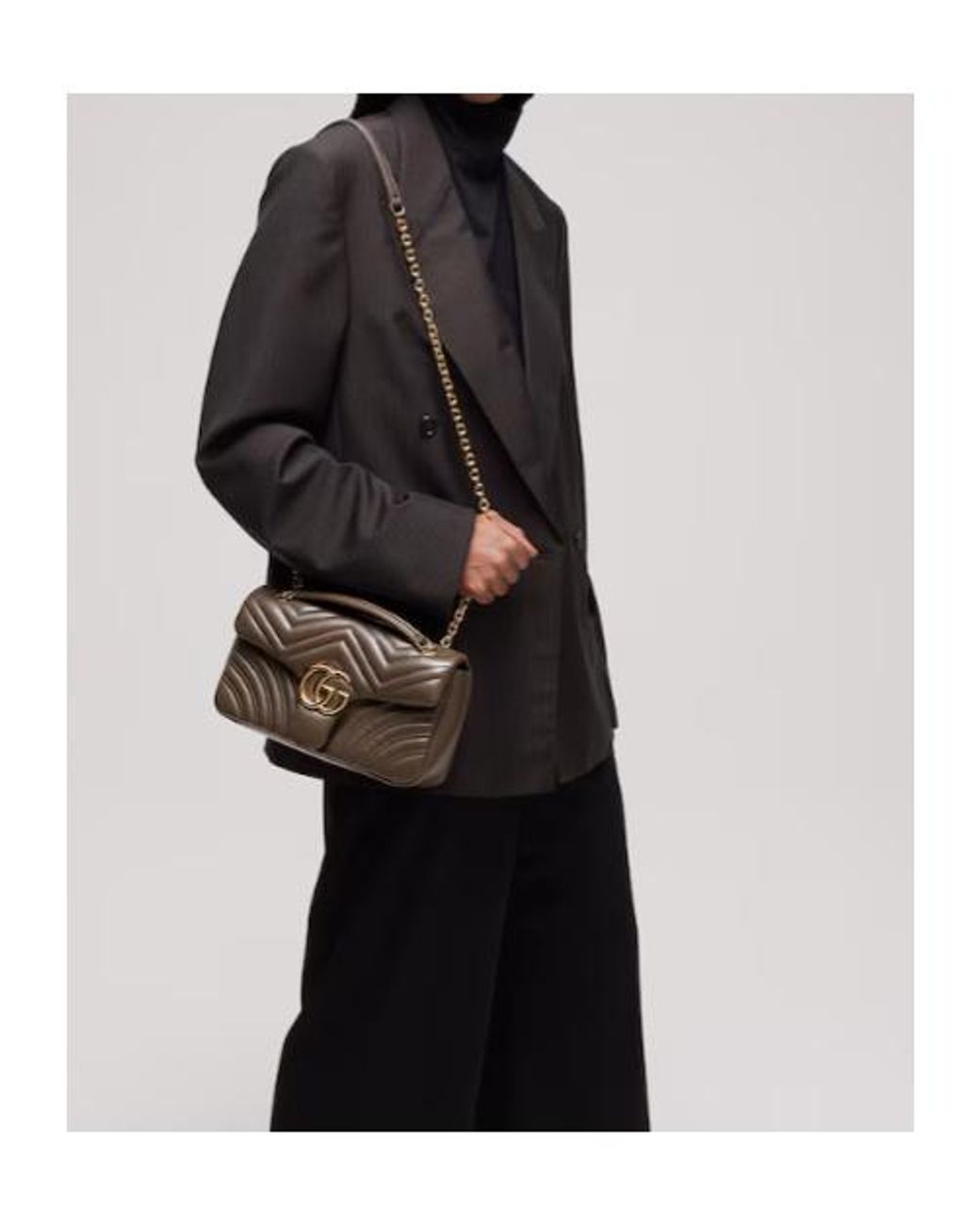Gucci Brown Gg Marmont Medium Shoulder Bag
