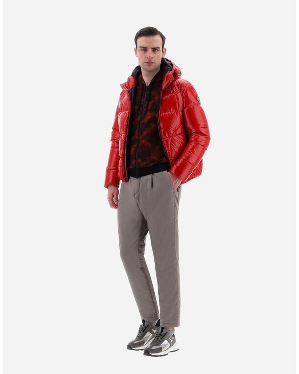 Herno Red Logo Patch Zip-Up Padded Jacket for men