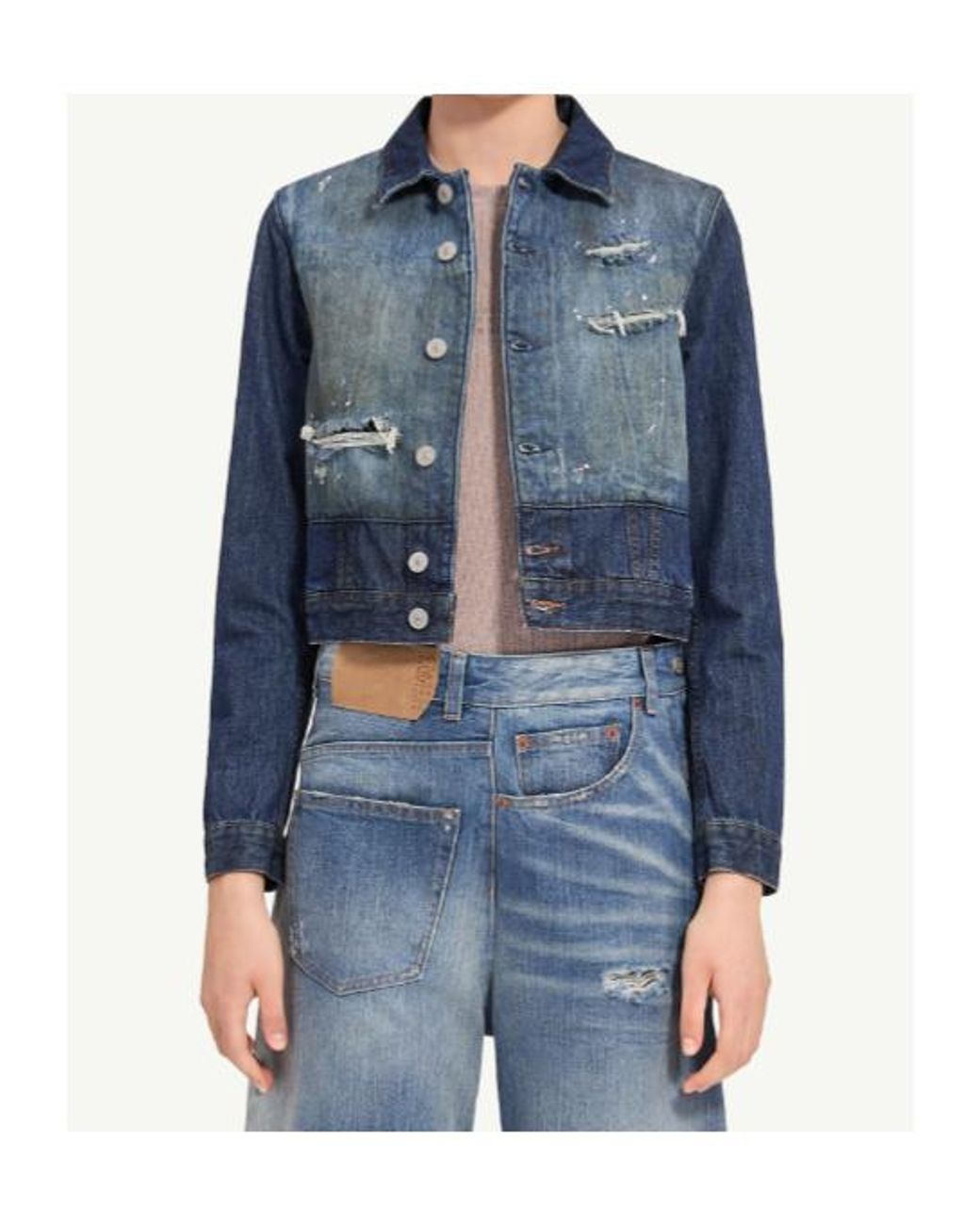 MM6 by Maison Margiela Blue Cropped Denim Jacket