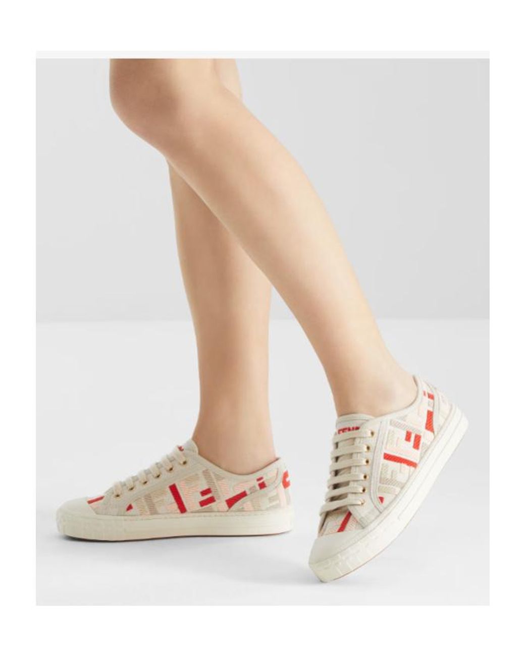 Fendi Pink Domino Ff Embroidered Sneakers
