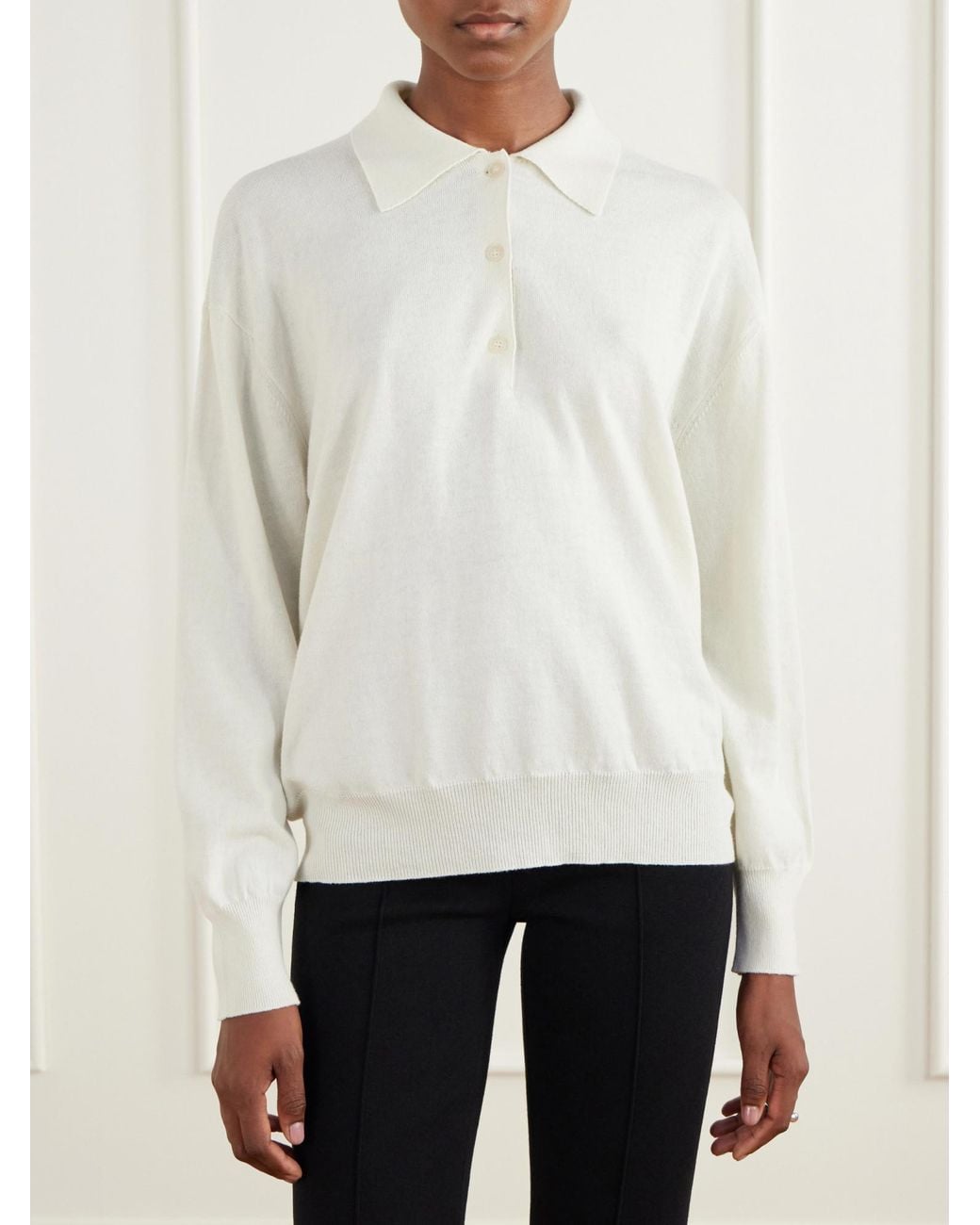 High Sport White Cotton And Wool-Blend Polo Shirt