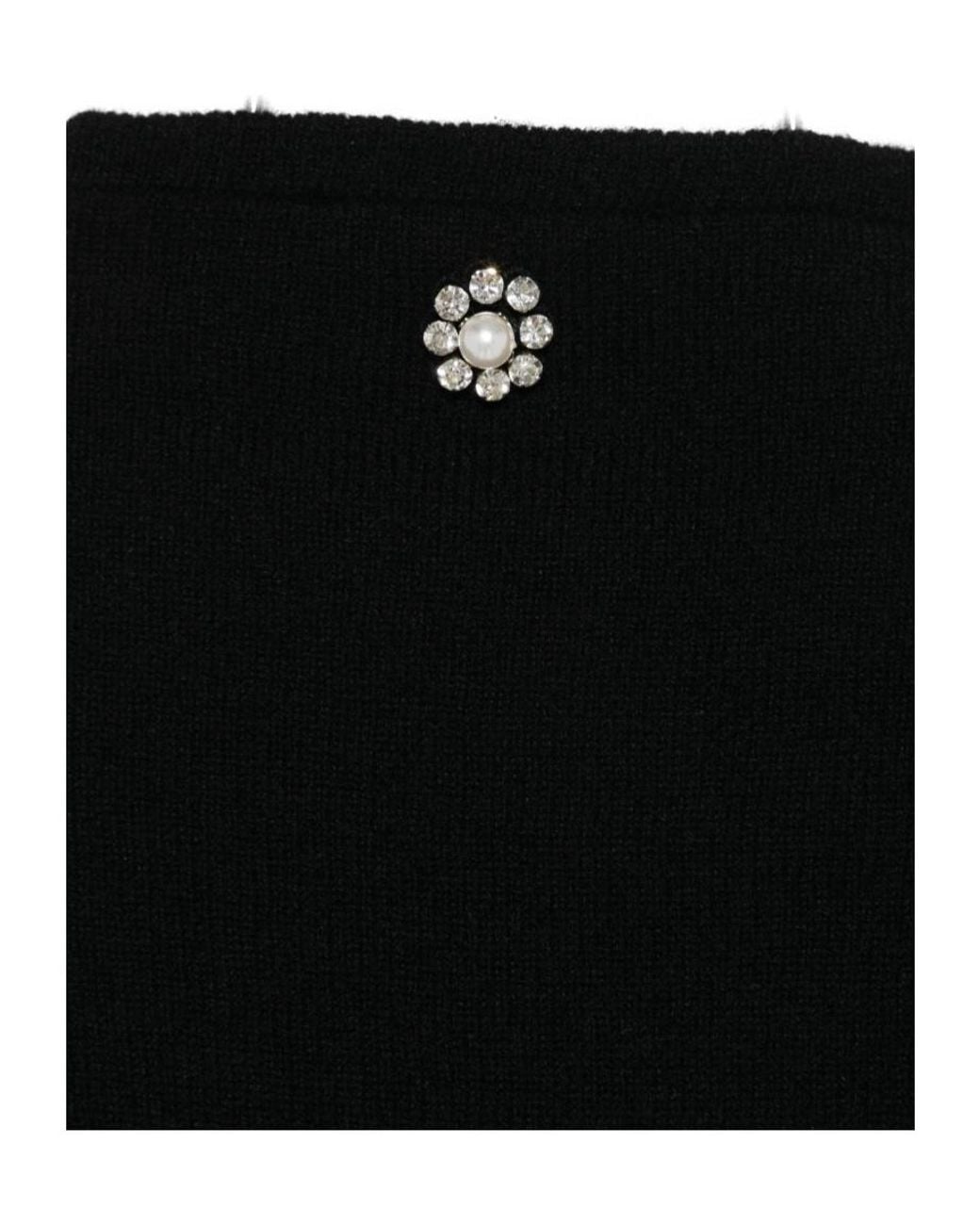 Simone Rocha Black Embellished Cashmere Scarf