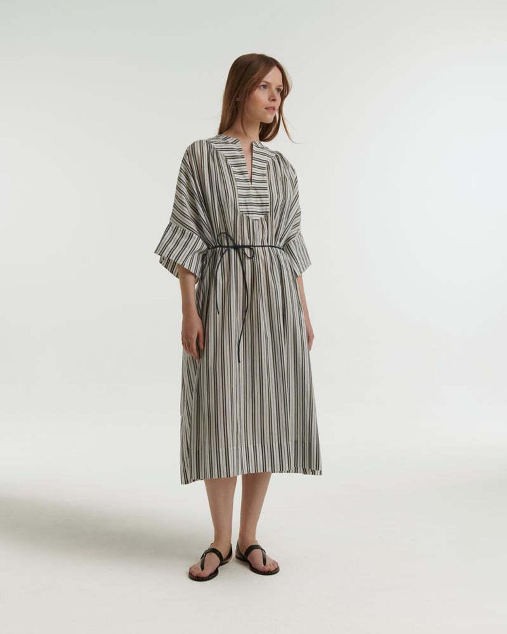 Yves Salomon White Striped Dress