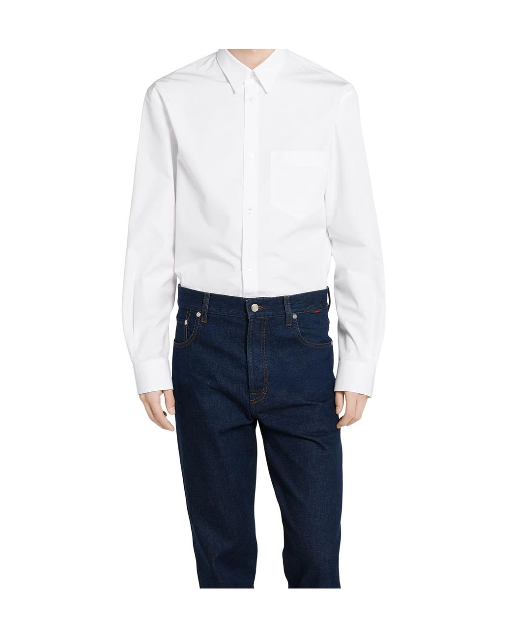 Gucci White Embroidered Poplin Shirt for men