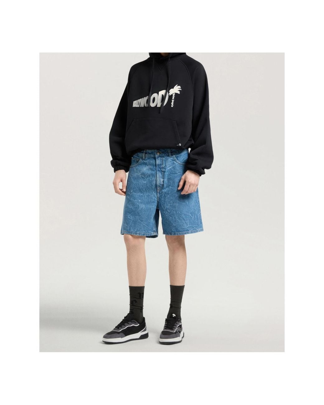 Palm Angels Black Sunset Blvd Palm Loose Hoodie for men