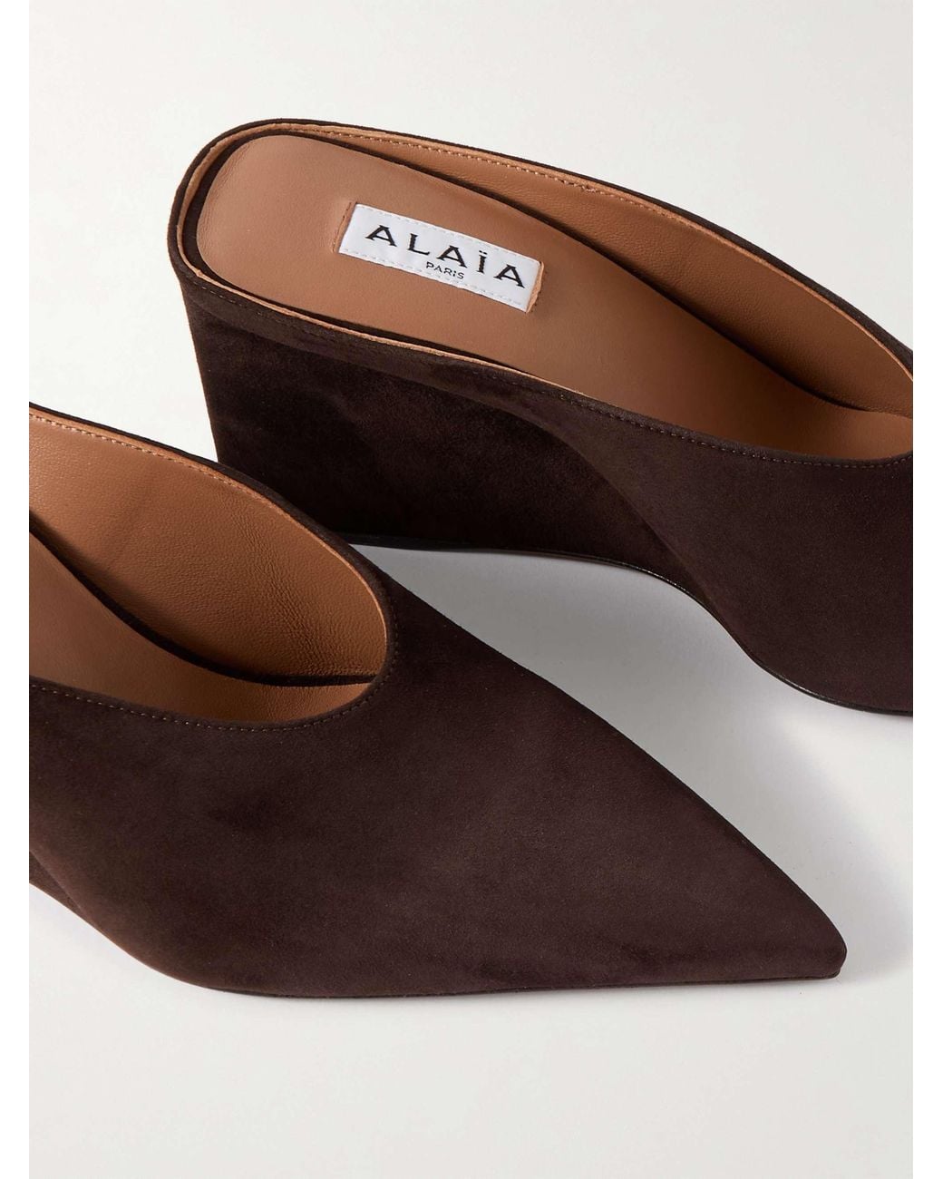 Alaïa Brown Alaïa Pointed Wedge Mules