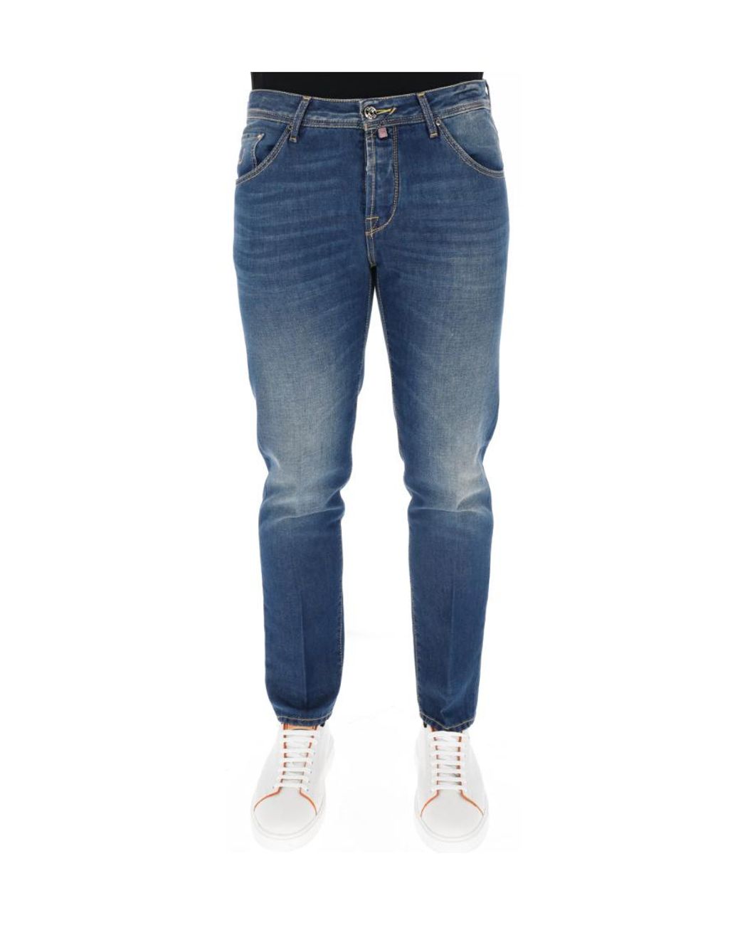 Jacob Cohen Blue Logo-Patch Slim-Cut Jeans for men