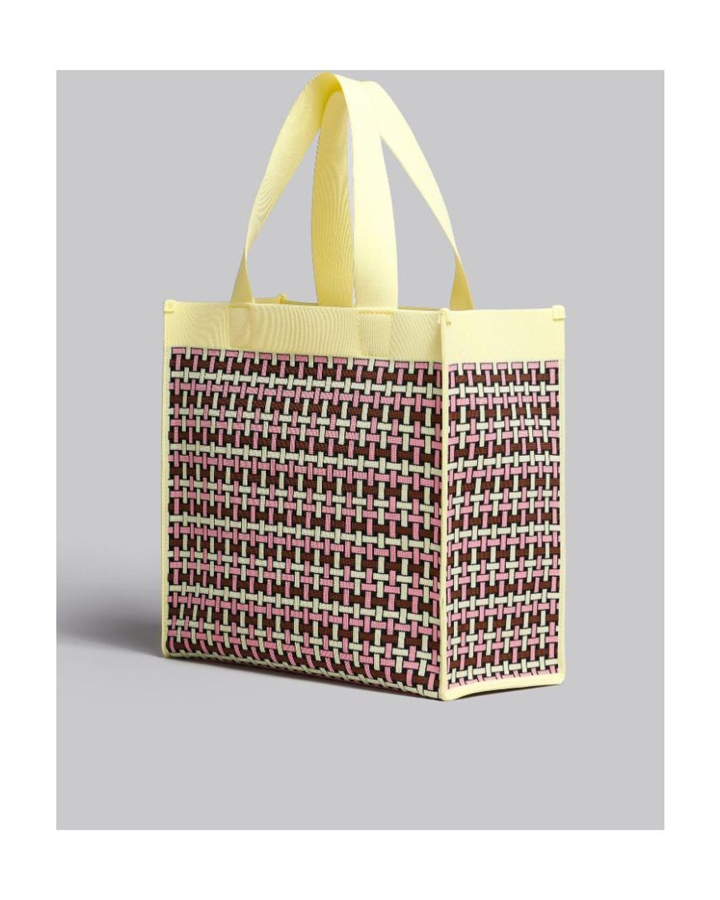 Marni White Light And Jacquard Shopping Bag