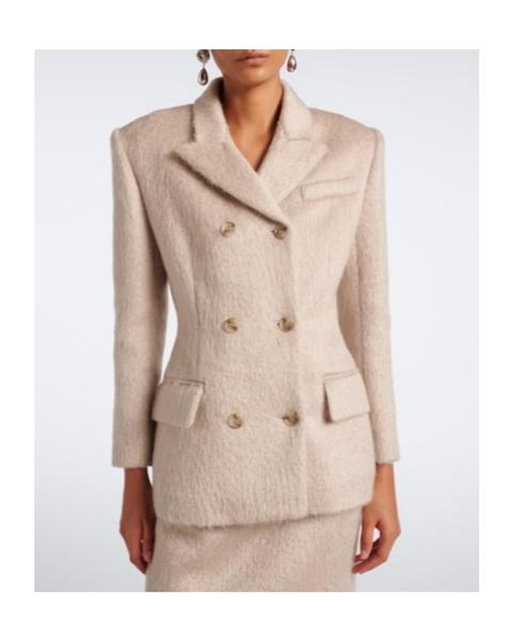 Magda Butrym Natural Double-Breasted Wool-Blend Blazer