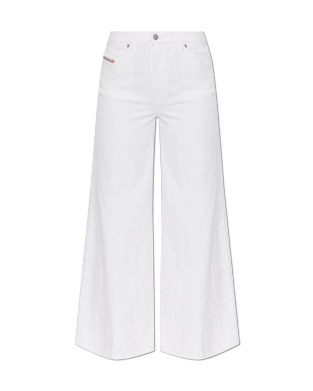 DIESEL White D-Akemi Pleated Flared Jeans