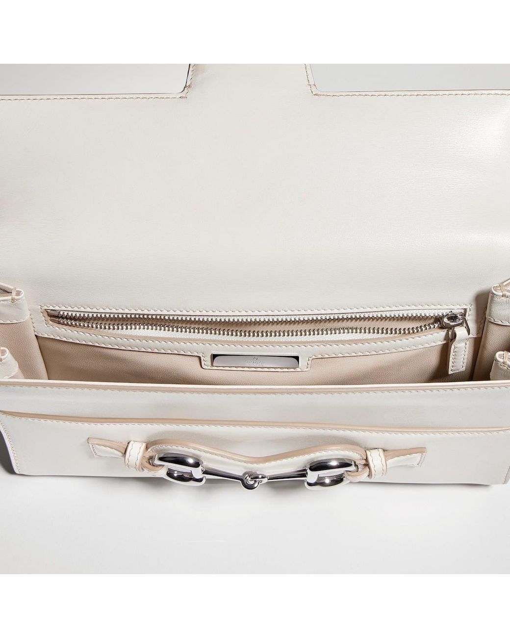 Gucci White Horsebit Ristretto Medium Shoulder Bag