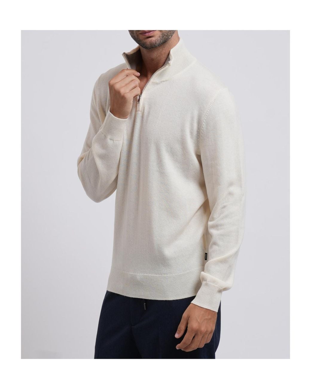 Boss White Boss Half-Zip Knitted Sweater for men