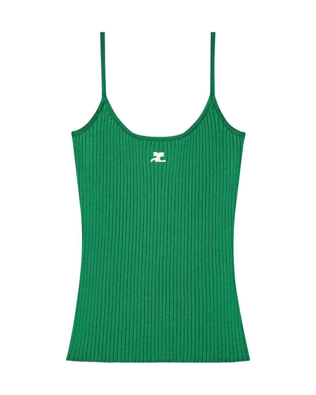 Courreges Green Courrèges Ribbed Logo Knitted Top