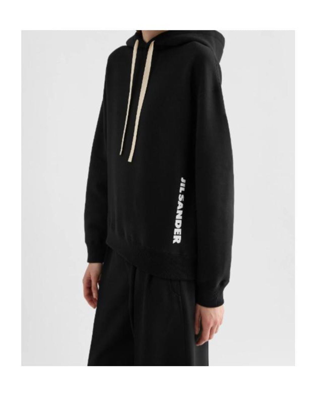 Jil Sander Black Cotton Terry Hooded Sweatshirt