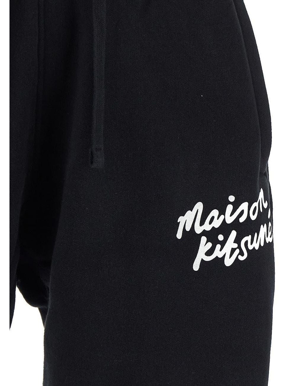Maison Kitsuné Black Maison Kitsuné Logo-Printed Tapered Track Pants for men