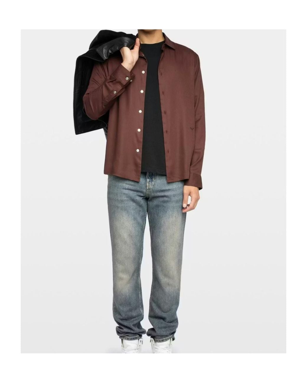 Zadig & Voltaire Purple Embroidered Long-Sleeve Shirt for men