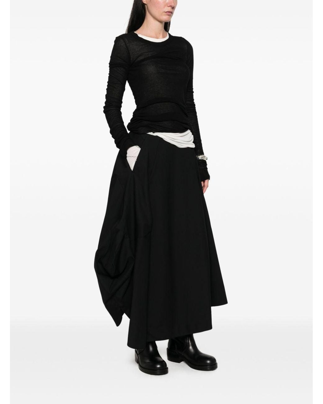 Comme des Garçons Black Comme Des Garçons Asymmetric Hem Midi Skirt