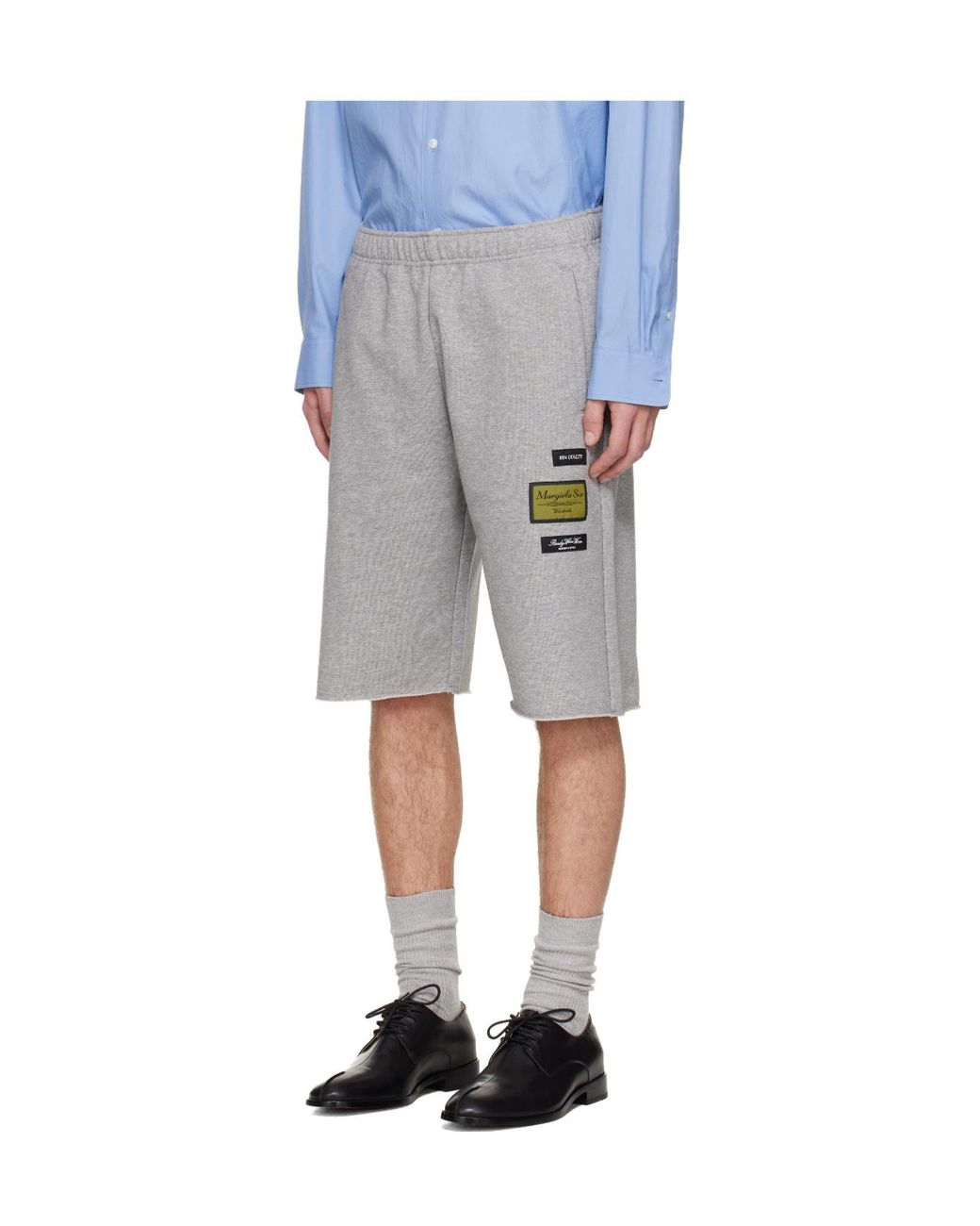MM6 by Maison Margiela Gray Patch Drawstring Shorts for men