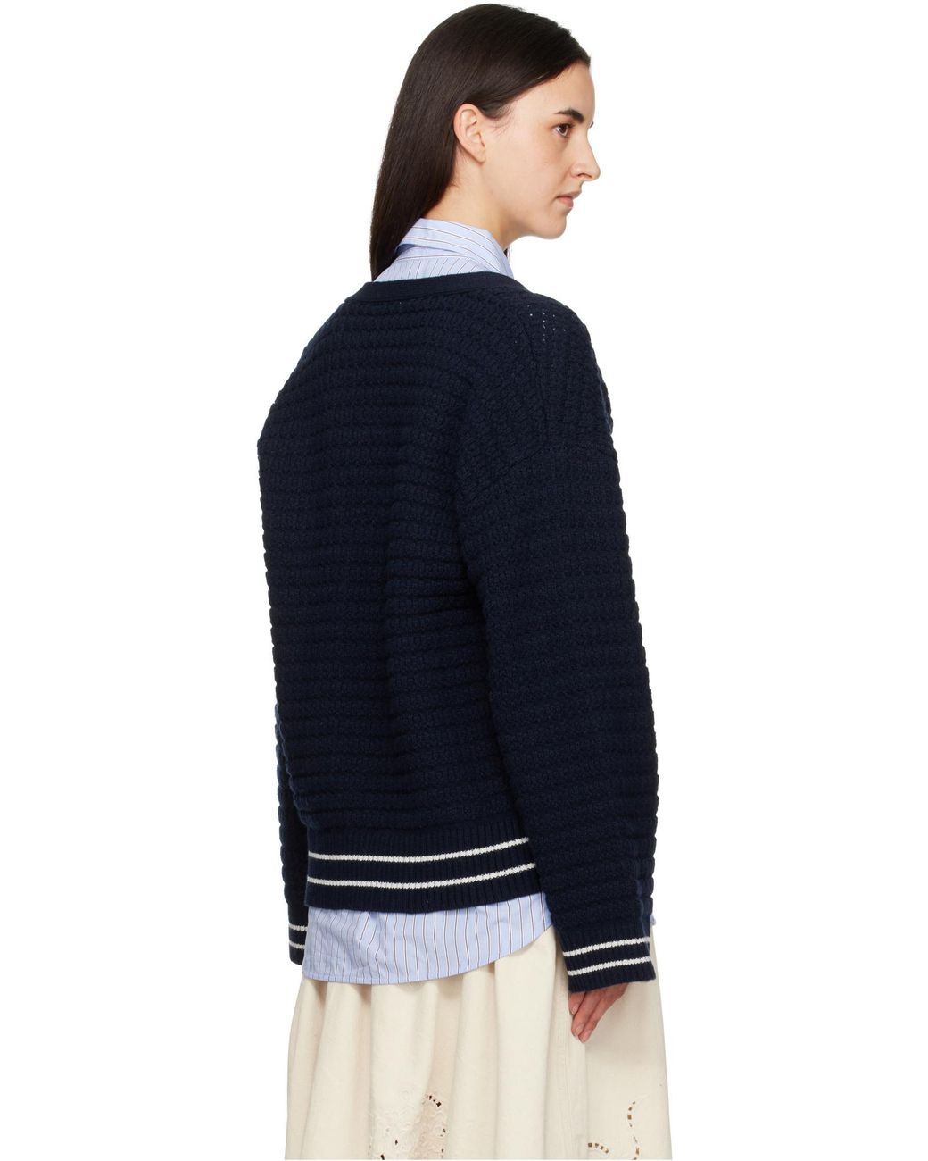 Ganni Blue Button-Detail V-Nneck Jumper