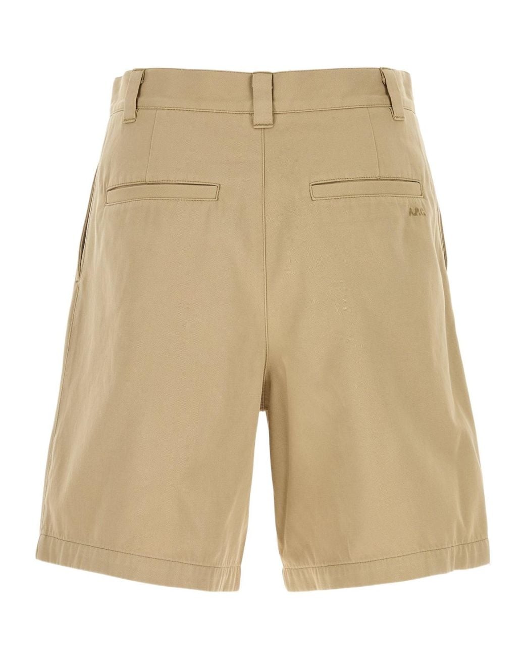 A.P.C. Natural Straight Hem Pleated Shorts for men