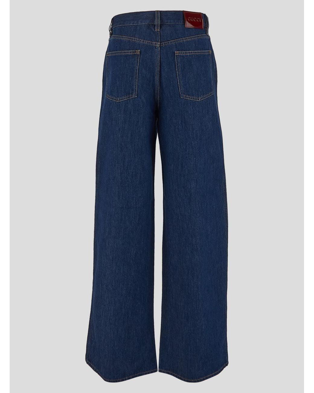 Gucci Blue Wide Leg Denim Pants