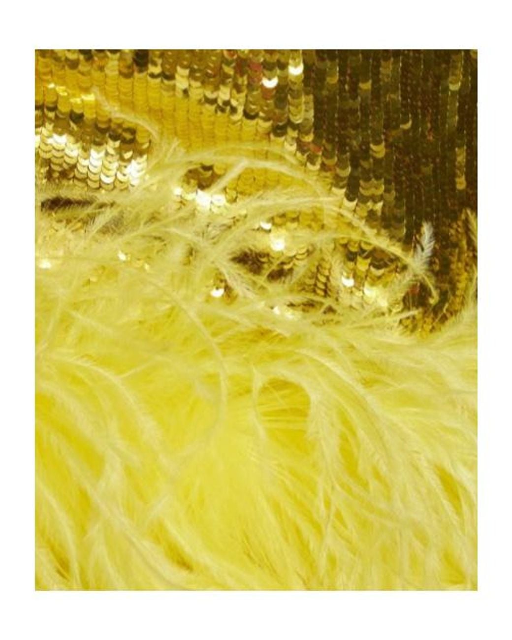Valentino Yellow Sequined Mini Dress W/ Feathers