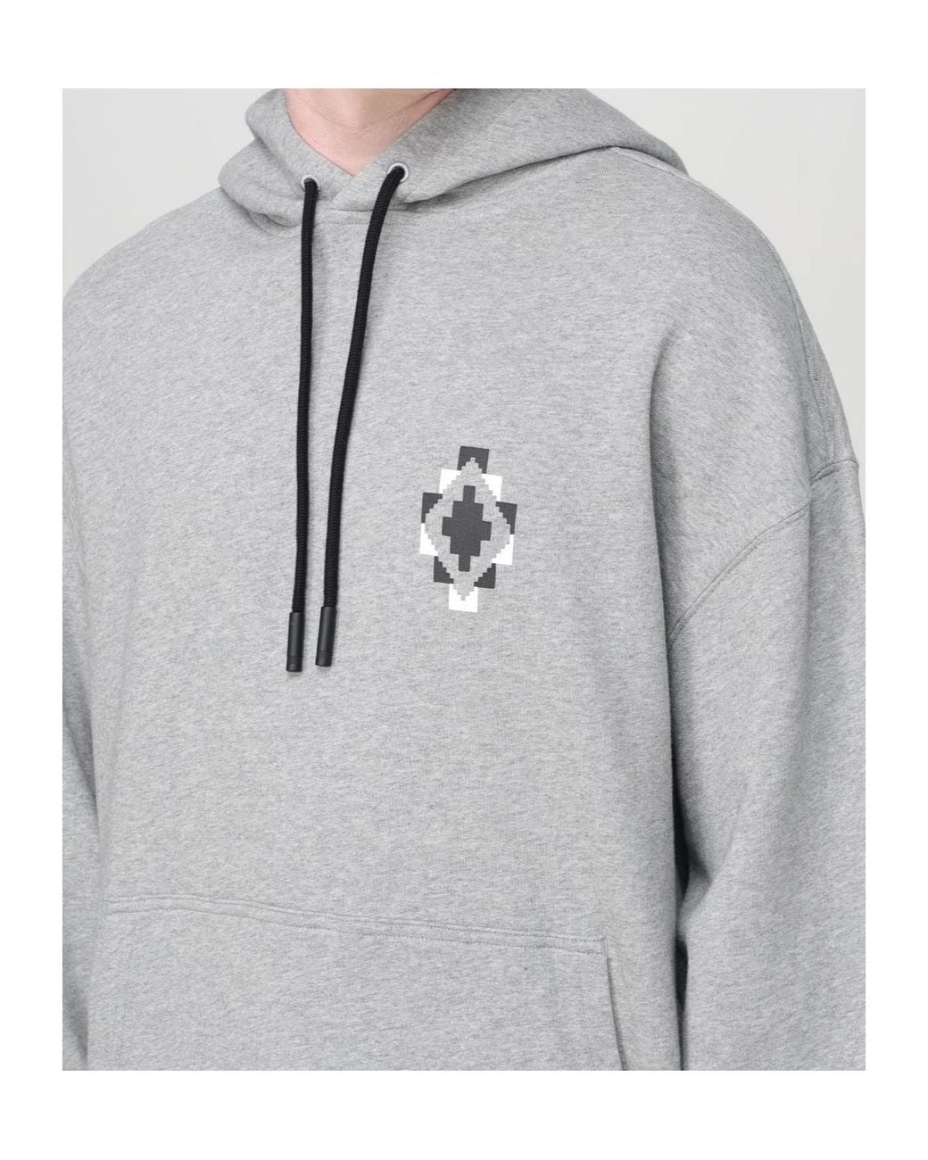 Marcelo Burlon Gray County Of Milan Logo Printed Drawstring Hoodie for men