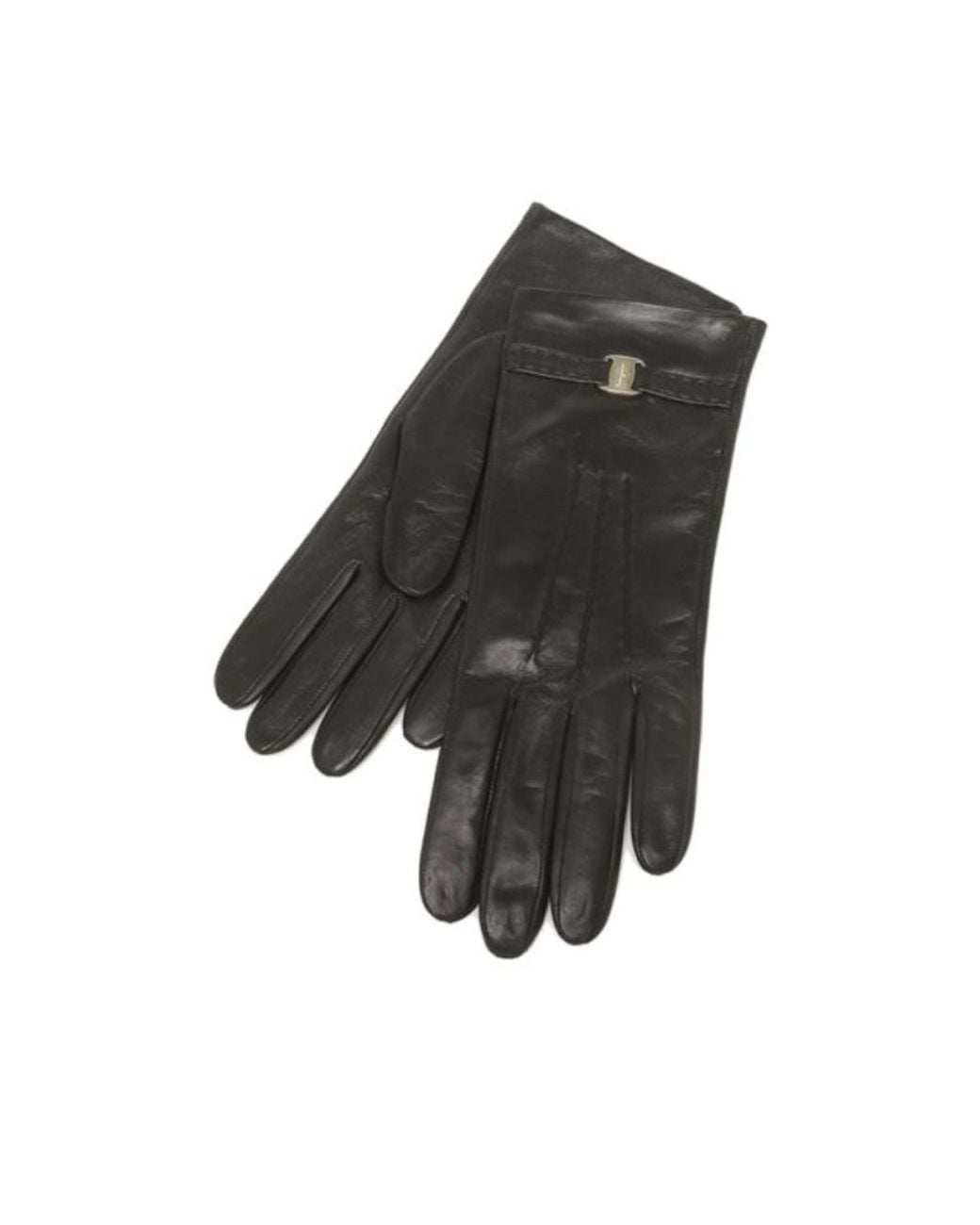 Ferragamo Black Logo Detail Gloves