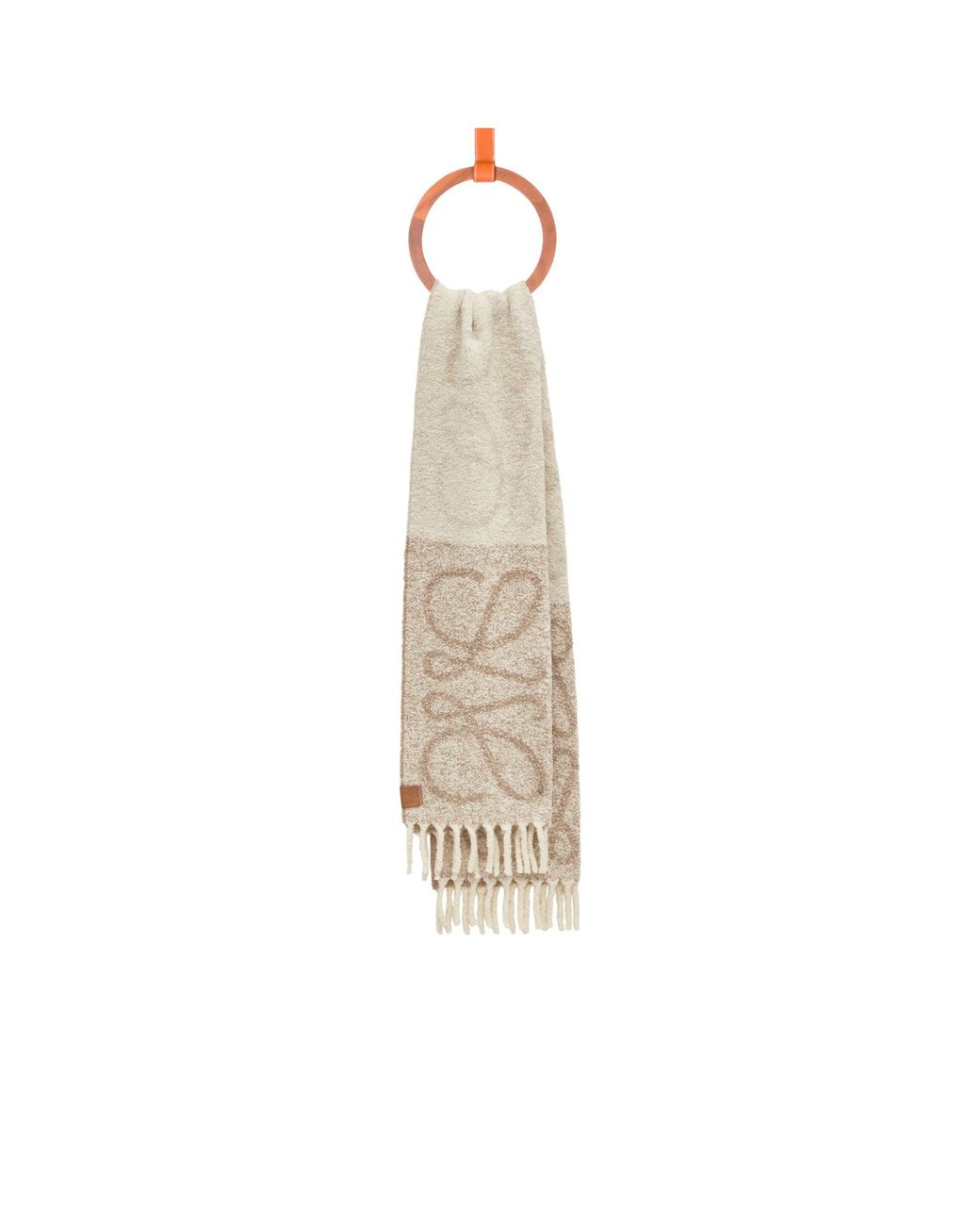 Loewe White Anagram Fringed Scarf