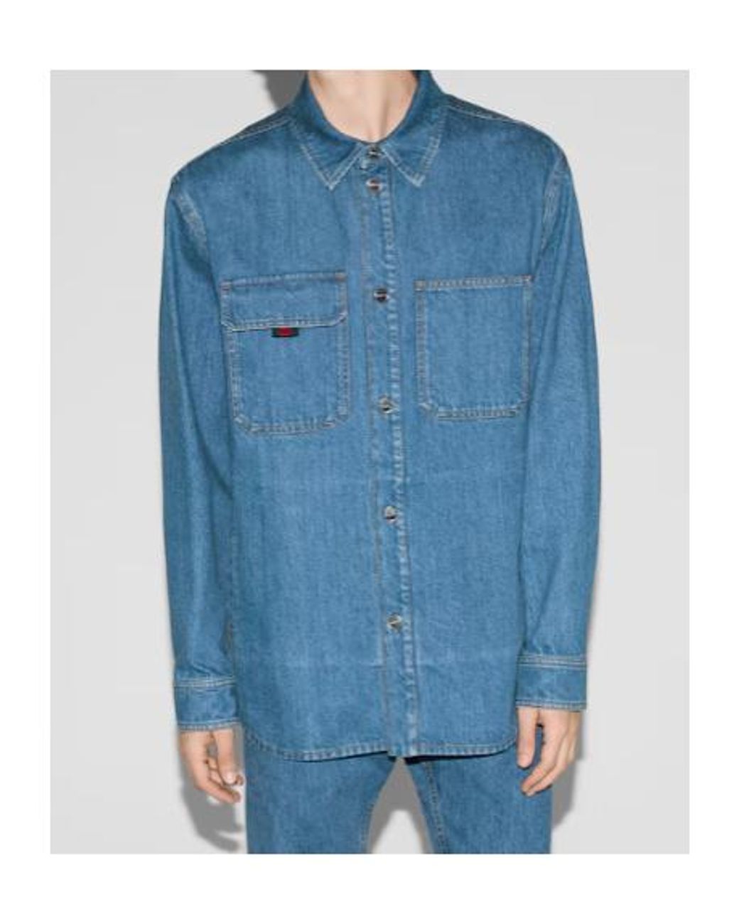 Gucci Blue Collared Long-Sleeve Denim Shirt for men