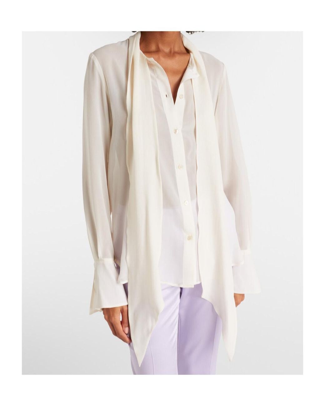 Nina Ricci White Scarf-Detail Blouse