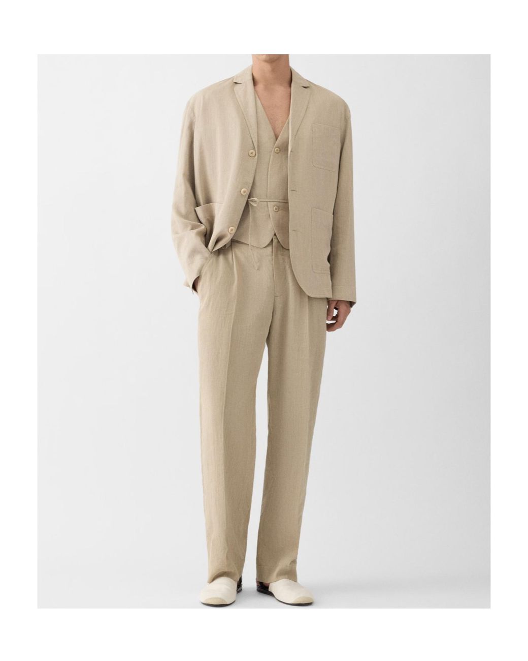 Jacquemus Natural Pleated Straight-Leg Pants for men